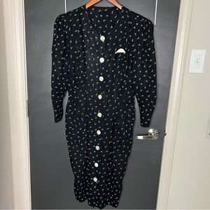 Vintage 80s black & white dress